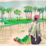 Woman farmer dragging crops to plant Woman farmer dragging crops to plant